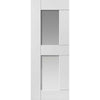 Double Sliding Door & Track - Eccentro White Doors - Clear Glass - Prefinished