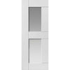 Double Sliding Door & Wall Track - Eccentro White Primed Doors - Clear Glass