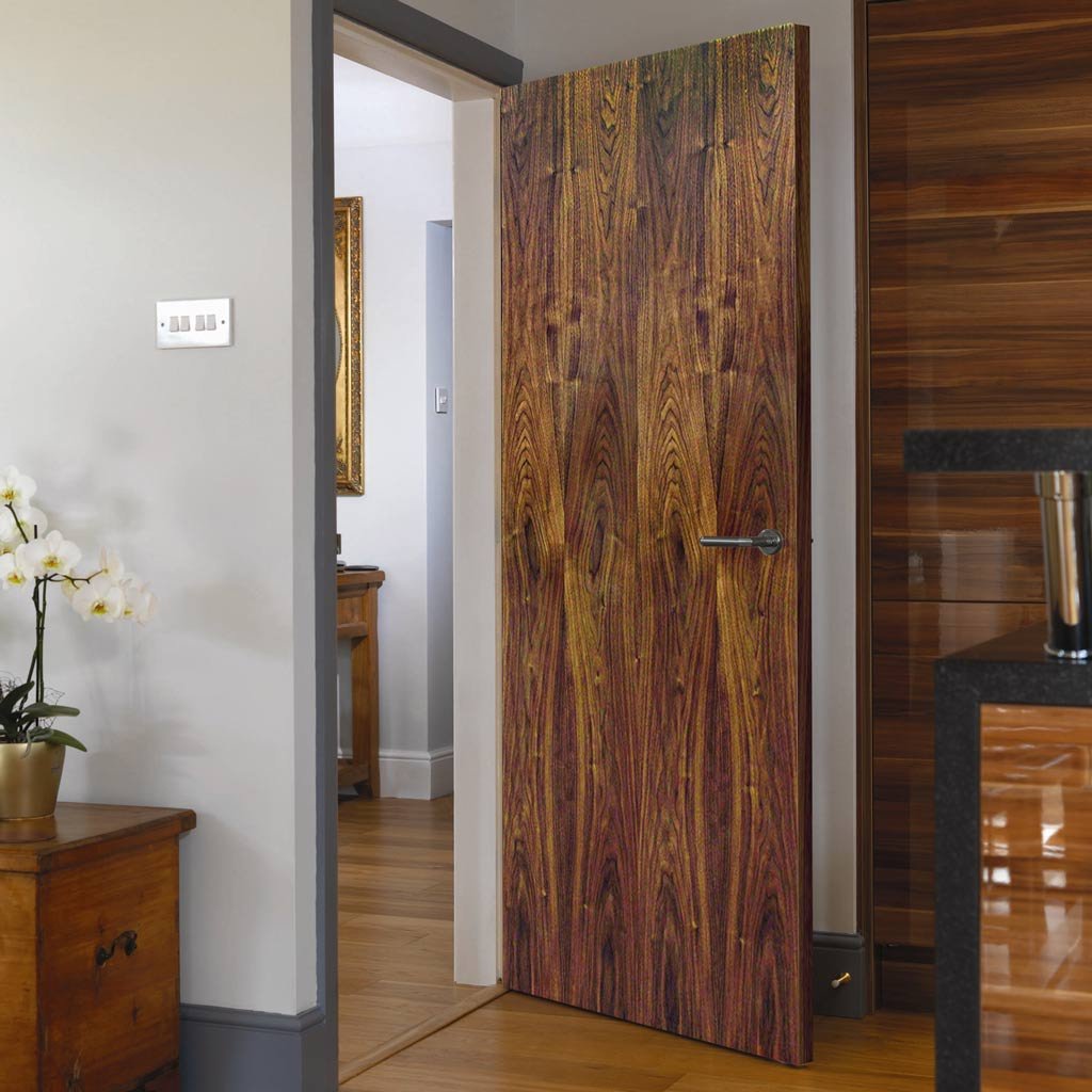 Flush interior walnut veneer door