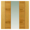 Three Sliding Doors and Frame Kit - Mistral Flush Oak Door - Decor Grooves - Clear Glass - Prefinished