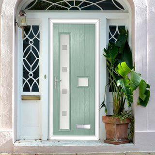 Image: Cottage Style Jowett 2 Composite Front Door Set with Hnd Ellie Glass - Shown in Chartwell Green