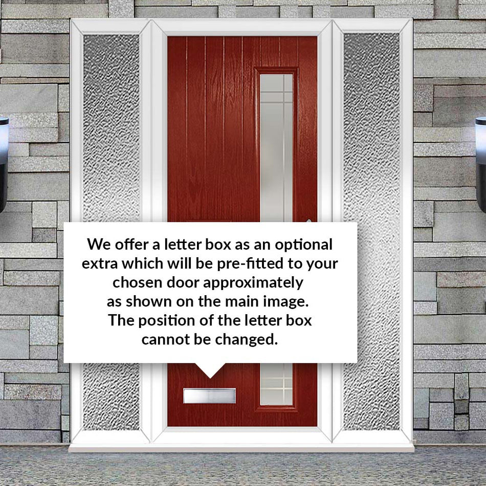 Cottage Style Jowett 2 Composite Front Door Set with Double Side Screen - Hnd Linear Glass - Shown in Red