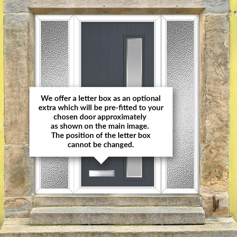 Cottage Style Jowett 2 Composite Front Door Set with Double Side Screen - Hnd Ice Edge Glass - Shown in Slate Grey