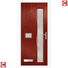 Cottage Style Jowett 2 Composite Front Door Set with Hnd Linear Glass - Shown in Red