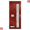 Cottage Style Jowett 2 Composite Front Door Set with Hnd Linear Glass - Shown in Red