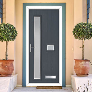 Image: Cottage Style Jowett 2 Composite Front Door Set with Hnd Ice Edge Glass - Shown in Slate Grey