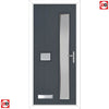 Cottage Style Jowett 2 Composite Front Door Set with Hnd Ice Edge Glass - Shown in Slate Grey