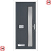 Cottage Style Jowett 2 Composite Front Door Set with Hnd Ice Edge Glass - Shown in Slate Grey