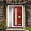 Cottage Style Jowett 2 Composite Front Door Set with Single Side Screen - Hnd Linear Glass - Shown in Red