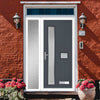 Cottage Style Jowett 2 Composite Front Door Set with Single Side Screen - Hnd Ice Edge Glass - Shown in Slate Grey