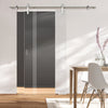 Single Glass Sliding Door - Solaris Tubular Stainless Steel Sliding Track & Juniper 8mm Clear Glass - Obscure Printed Design