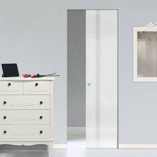 Image: Juniper 8mm Obscure Glass - Obscure Printed Design - Single Absolute Pocket Door