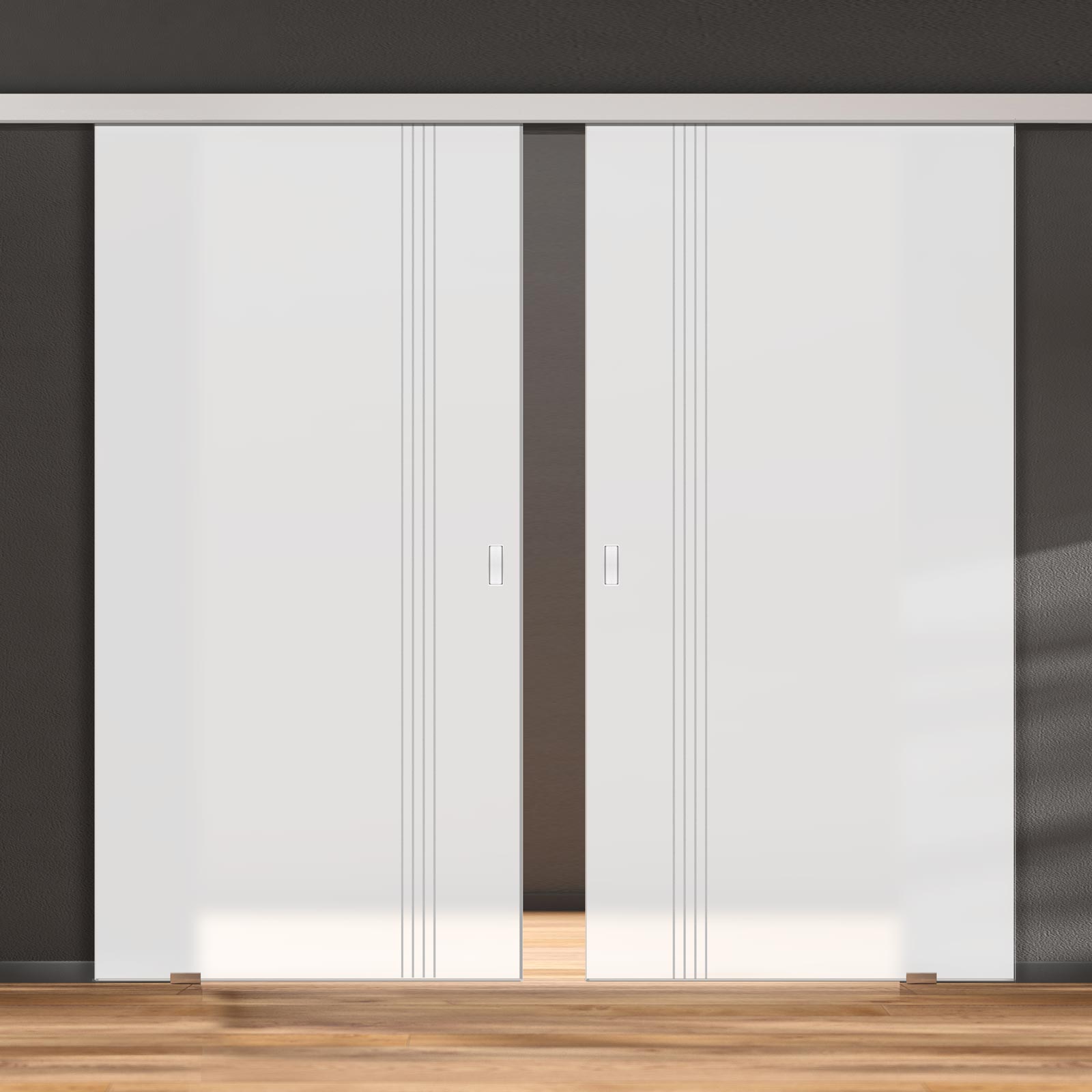 Double Glass Sliding Door - Juniper 8mm Obscure Glass - Obscure Printed Design - Planeo 60 Pro Kit