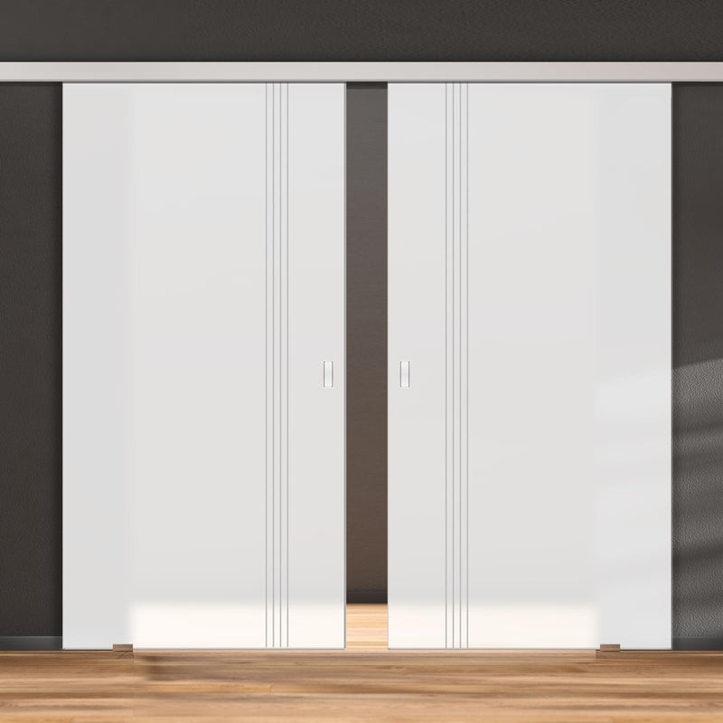 Double Glass Sliding Door - Juniper 8mm Obscure Glass - Obscure Printed Design - Planeo 60 Pro Kit