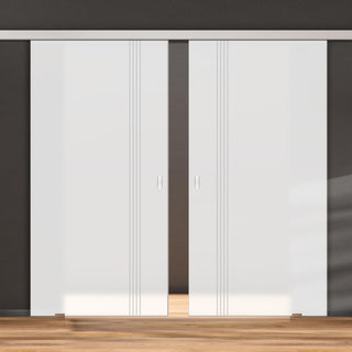 Image: Double Glass Sliding Door - Juniper 8mm Obscure Glass - Obscure Printed Design - Planeo 60 Pro Kit