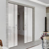 Juniper 8mm Obscure Glass - Clear Printed Design - Double Evokit Pocket Door