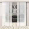 Double Glass Sliding Door - Juniper 8mm Obscure Glass - Clear Printed Design - Planeo 60 Pro Kit