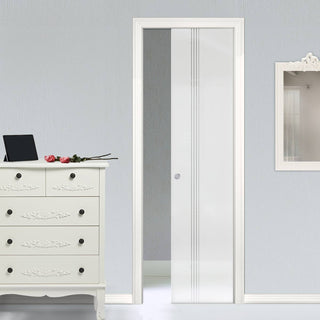 Image: Juniper 8mm Obscure Glass - Obscure Printed Design - Single Evokit Glass Pocket Door
