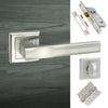 Kansas Status Bathroom Lever on Square Rose - Satin Chrome Handle Pack