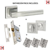 Kansas Status Bathroom Lever on Square Rose - Satin Chrome Handle Pack