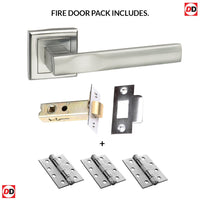 Kansas Status Fire Lever on Square Rose - Satin Chrome Handle Pack