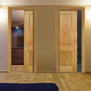 Image: Kensington Oak Panel Unico Evo Pocket Doors - Prefinished