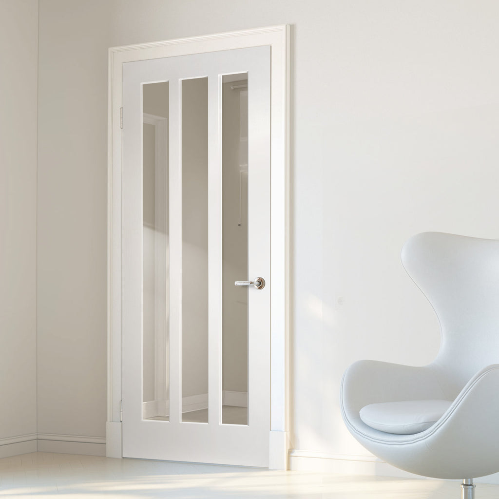 Kielder Lightly Grained Internal PVC Door - Clear Glass