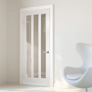 Image: Kielder Lightly Grained Internal PVC Door - Clear Glass