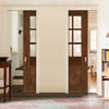 Kensington Walnut Unico Evo Pocket Doors - Clear Bevelled Glass - Prefinished