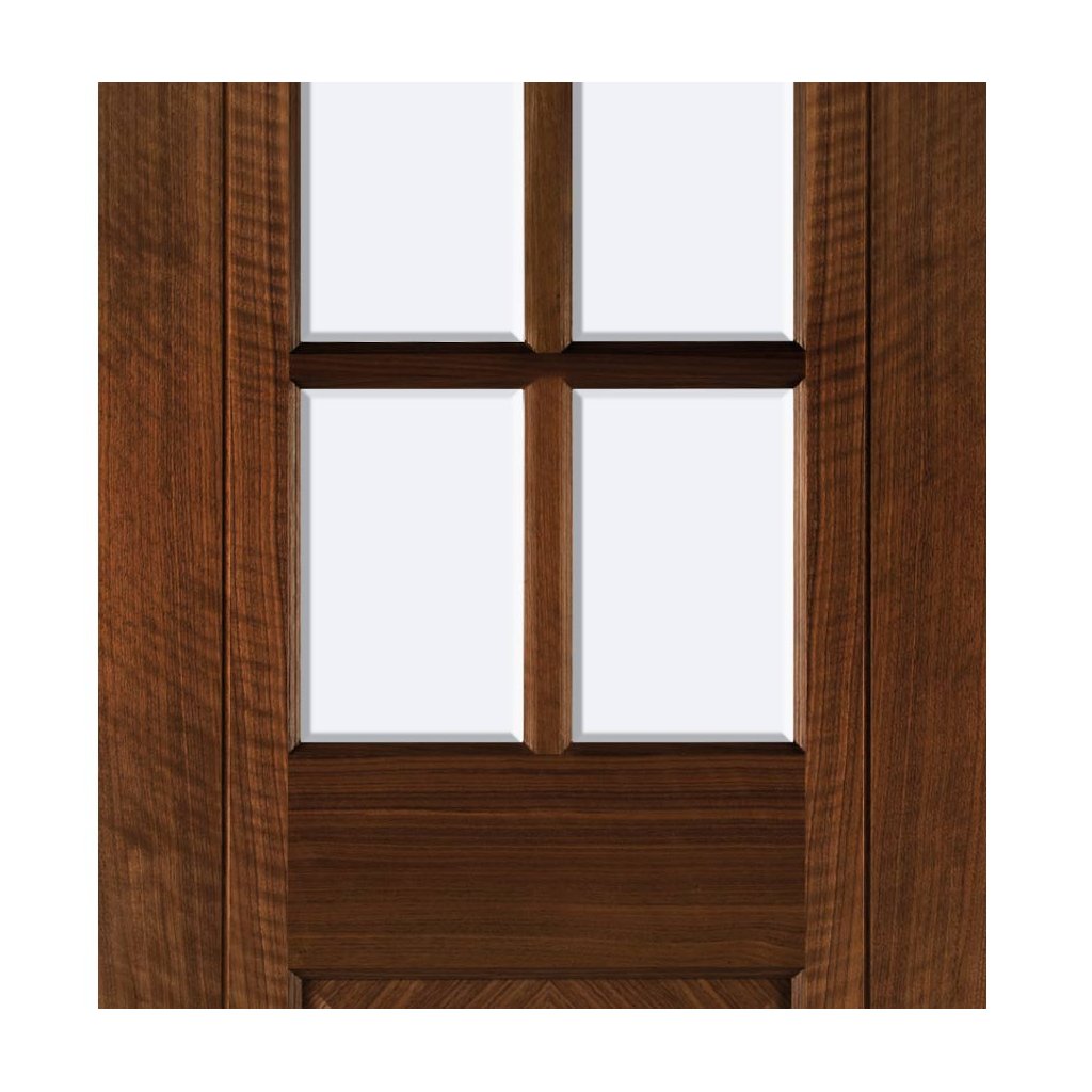 Kensington Walnut Prefinished Door Pair - Clear Bevelled Glass