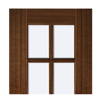 Kensington Walnut Single Evokit Pocket Door Detail - Clear Bevelled Glass - Prefinished