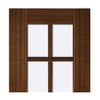 Kensington Walnut Double Evokit Pocket Door Detail - Clear Bevelled Glass - Prefinished