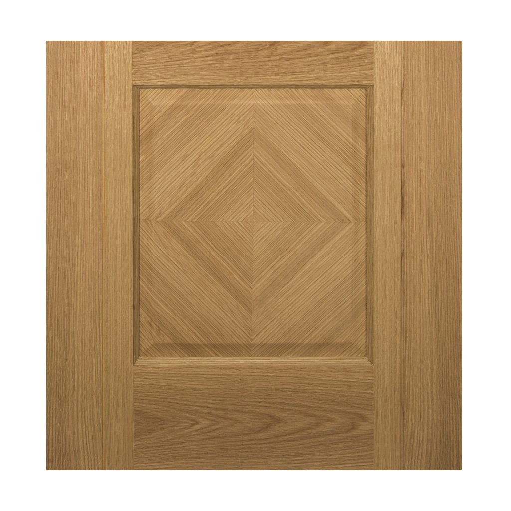 Kensington Oak Panel Single Evokit Pocket Door Detail - Clear Bevelled Glass - Prefinished