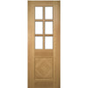 Kensington Oak Veneer Staffetta Twin Telescopic Pocket Doors - Clear Bevelled Glass - Prefinished