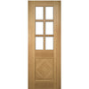 Kensington Oak Veneer Staffetta Twin Telescopic Pocket Doors - Clear Bevelled Glass - Prefinished