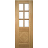 Kensington Oak Panel Door Pair - Clear Bevelled Glass - Prefinished