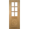 Kensington Oak Panel Double Evokit Pocket Door Detail - Clear Bevelled Glass - Prefinished