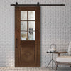 Top Mounted Black Sliding Track & Door - Kensington Prefinished Walnut Door - Clear Bevelled Glass