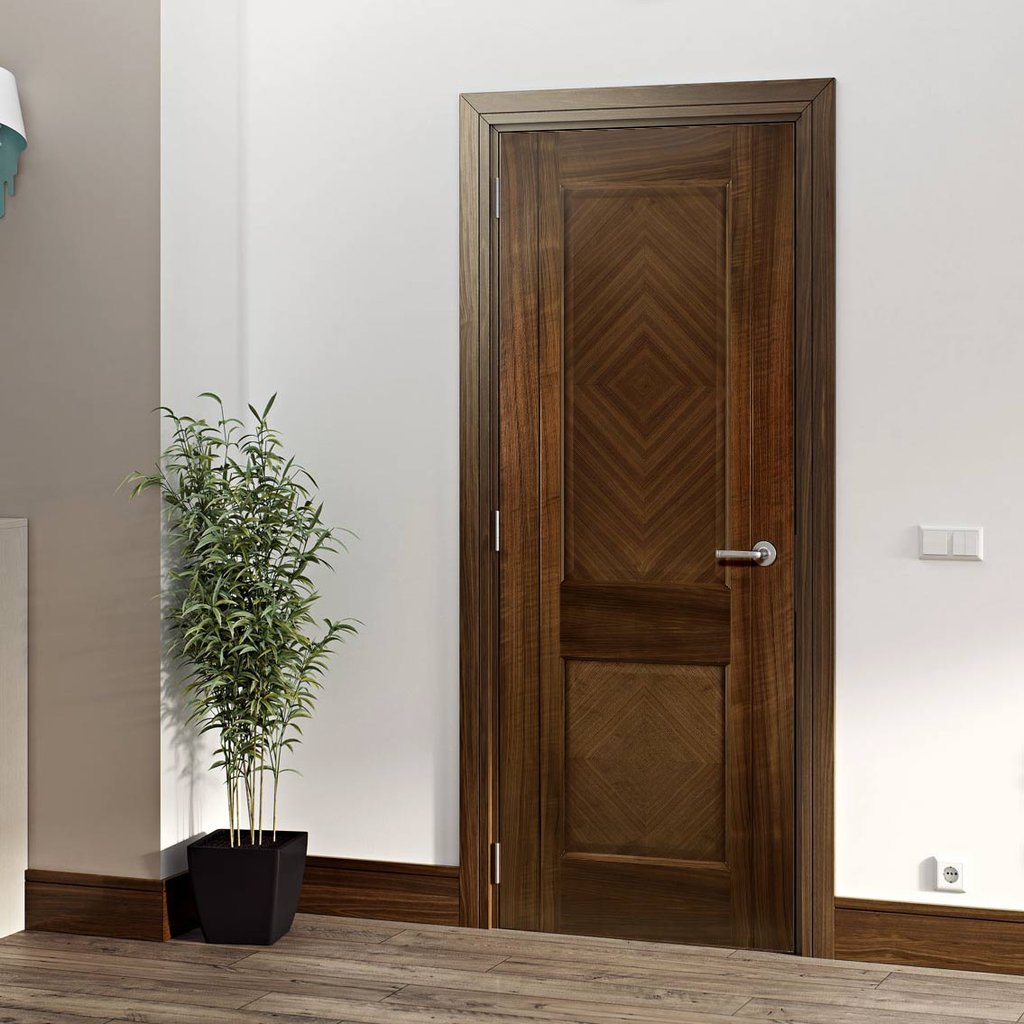 Kensington Walnut Prefinished Fire Door - 2 Panels - 1/2 Hour Fire Rated