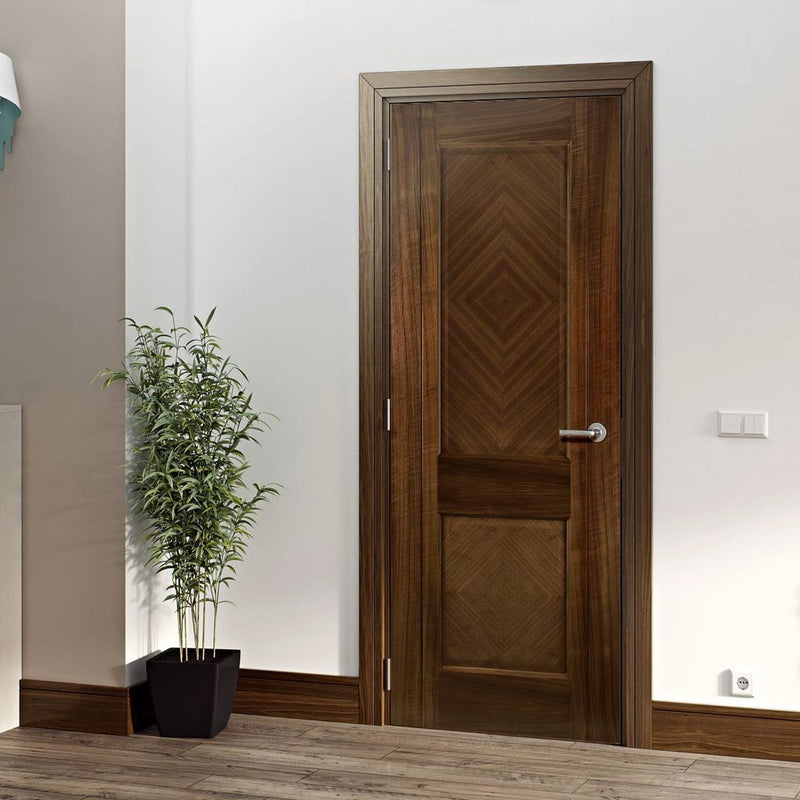 Bespoke Kensington Walnut Prefinished Fire Internal Door - 2 Panels - 1/2 Hour Fire Rated