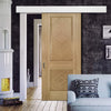 Single Sliding Door & Wall Track - Kensington Oak Panel Door - Prefinished