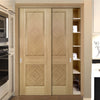 Two Sliding Maximal Wardrobe Doors & Frame Kit - Kensington Oak Panel Door - Prefinished