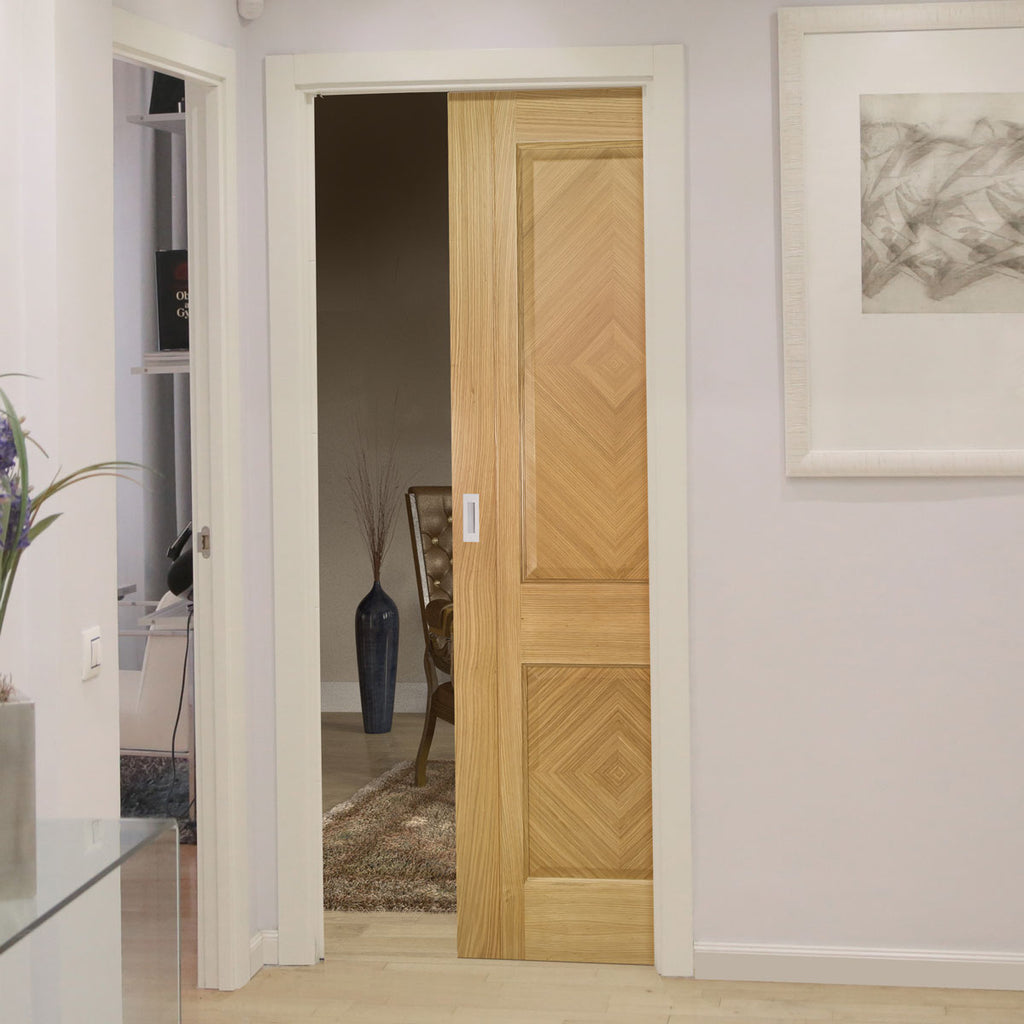 Kensington Oak Panel Evokit Pocket Fire Door - 1/2 Hour Fire Rated - Prefinished