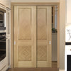 Pass-Easi Two Sliding Doors and Frame Kit - Kensington Oak Panel Door - Prefinished