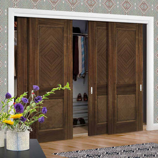 Image: Four Sliding Maximal Wardrobe Doors & Frame Kit - Kensington Prefinished Walnut Door - 2 Panels