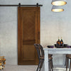 Top Mounted Black Sliding Track & Door - Kensington Prefinished Walnut Door - 2 Panels