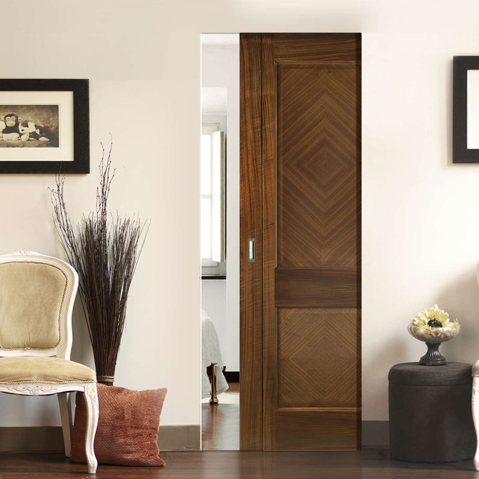 Kensington Walnut Absolute Evokit Single Pocket Door - Prefinished