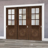 Pass-Easi Three Sliding Doors and Frame Kit - Kensington Prefinished Walnut Door - Clear Bevelled Glass