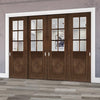 Pass-Easi Four Sliding Doors and Frame Kit - Kensington Prefinished Walnut Door - Clear Bevelled Glass