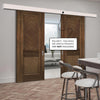 Double Sliding Door & Wall Track - Kensington Prefinished Walnut Door - 2 Panels